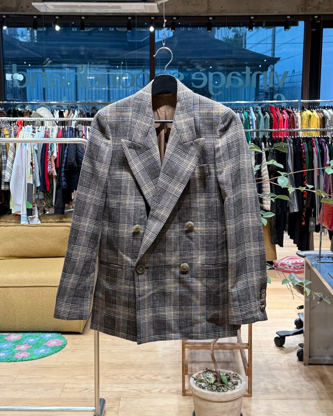 아크네 스튜디오 브라운 체크 더블 브레스티드 블레이저 자켓  상품이미지1