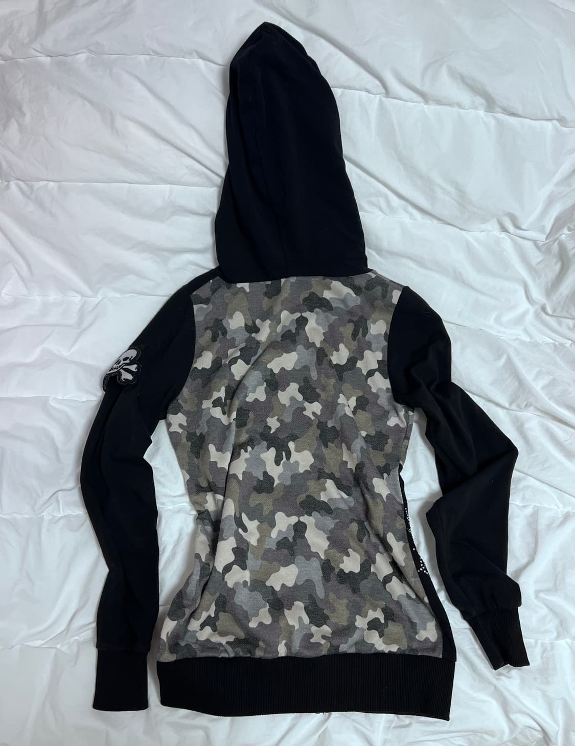 빈티지 카모 블랙 비즈 y2k 섹시 후드 집업 상품이미지2