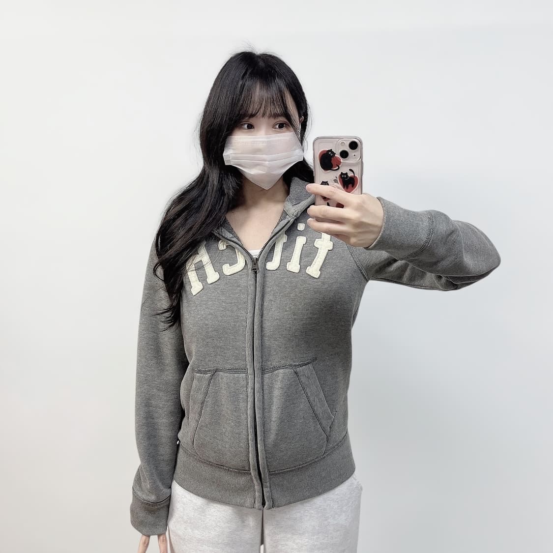 아베크롬비 피치 로고 후드집업 그레이 상품이미지1