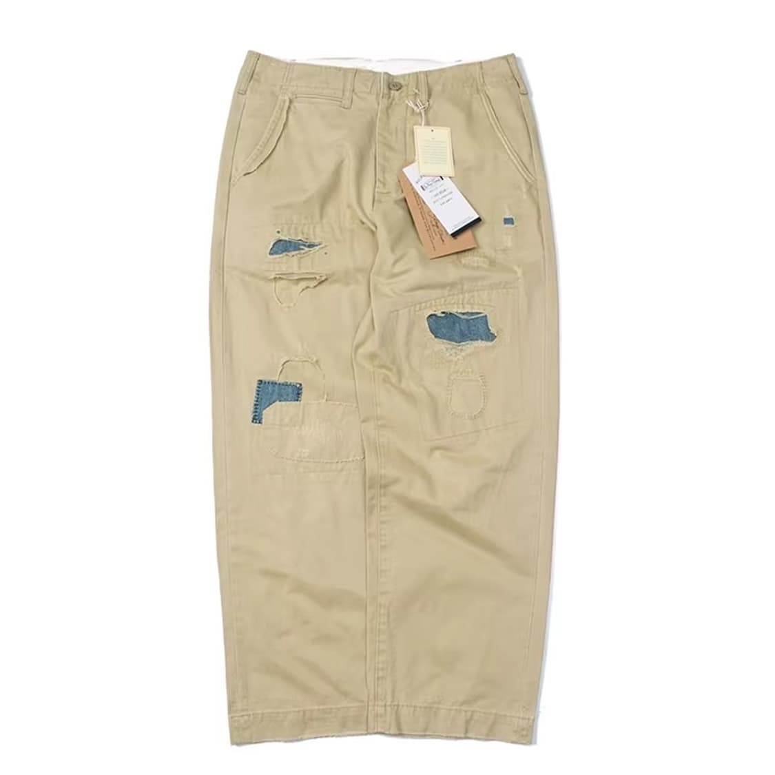 ️️️♦️ COZY / 러기드 코튼 패치워크 빈티지 치노 와이드 팬츠 상품이미지1