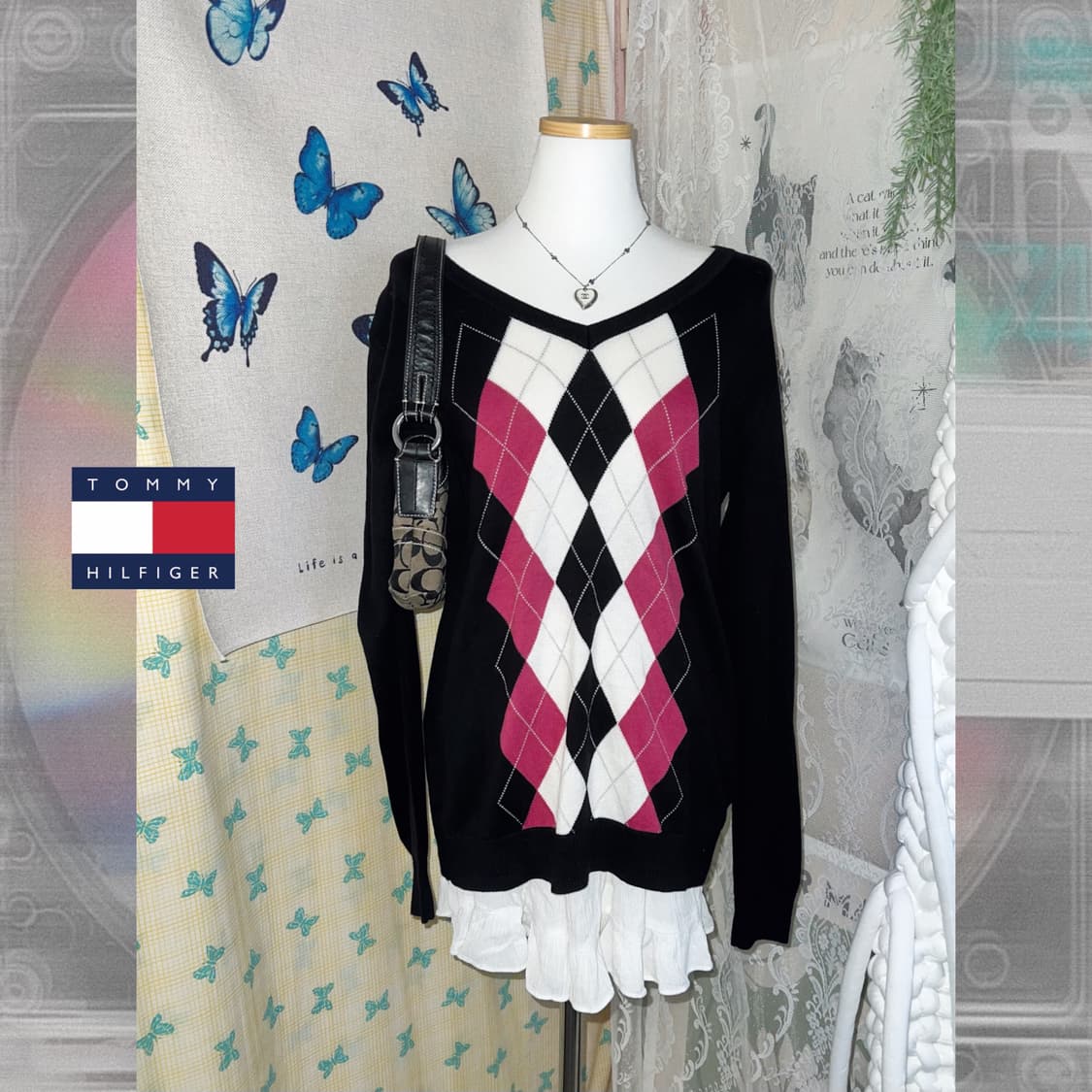 타미 핑크 아가일 니트 상품이미지4