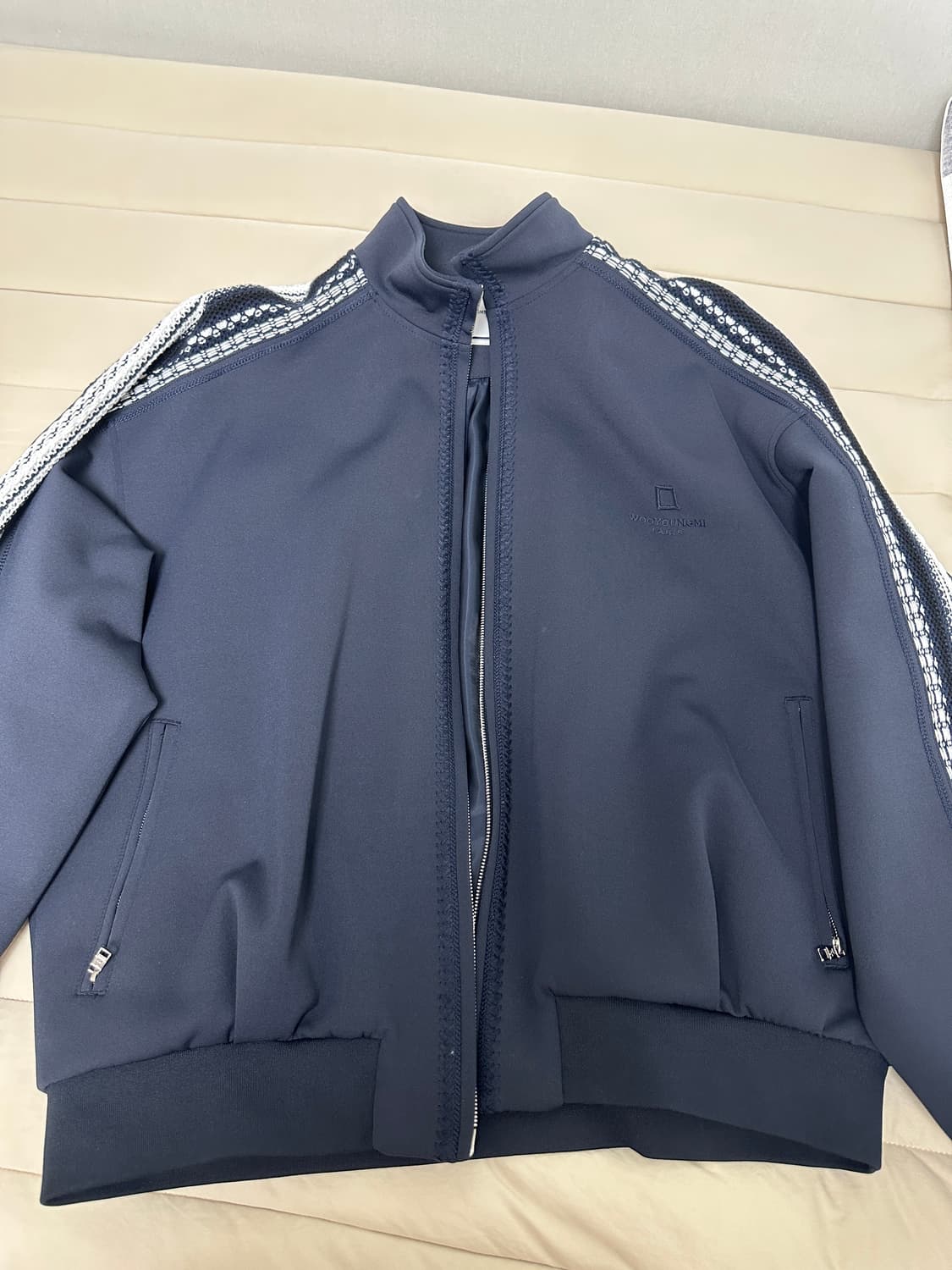 우영미 니트디테일 트랙자켓 네이비 48 상품이미지1