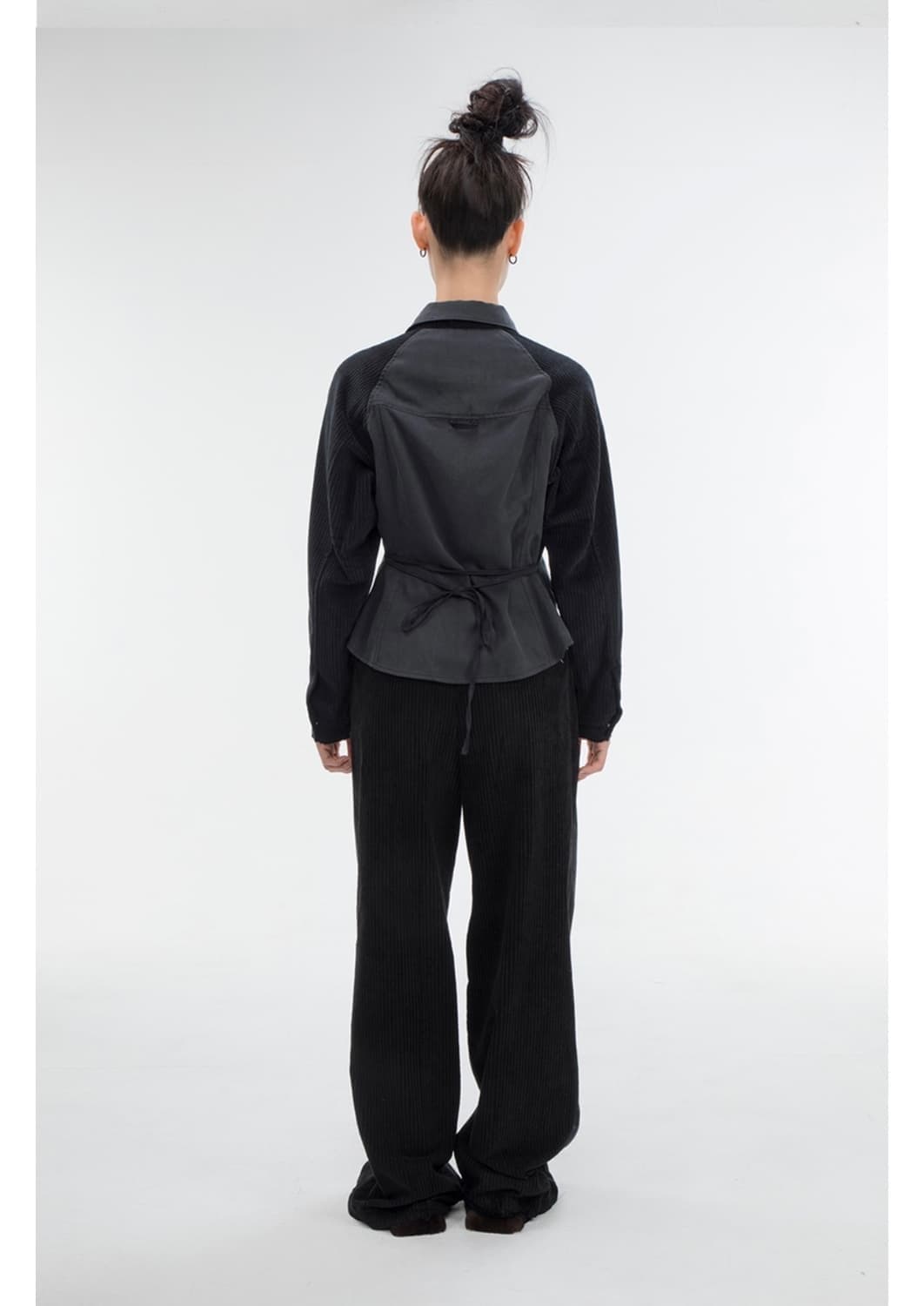 김미더영 코듀로이 믹스 셔츠 블랙 상품이미지2