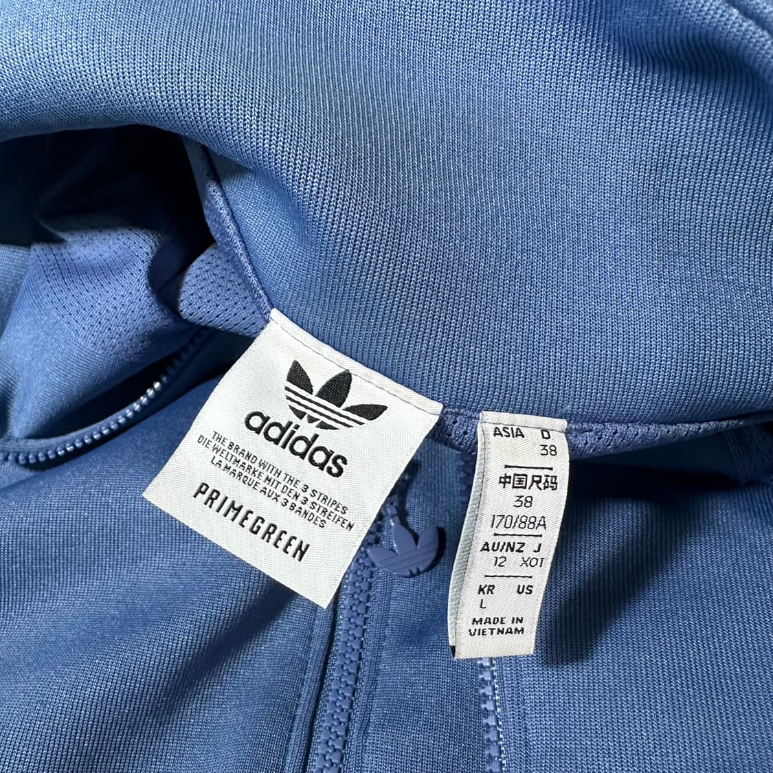 우먼L 아디다스 오리지날 스카이블루 오버핏 불꽃로고 트랙탑 상품이미지5
