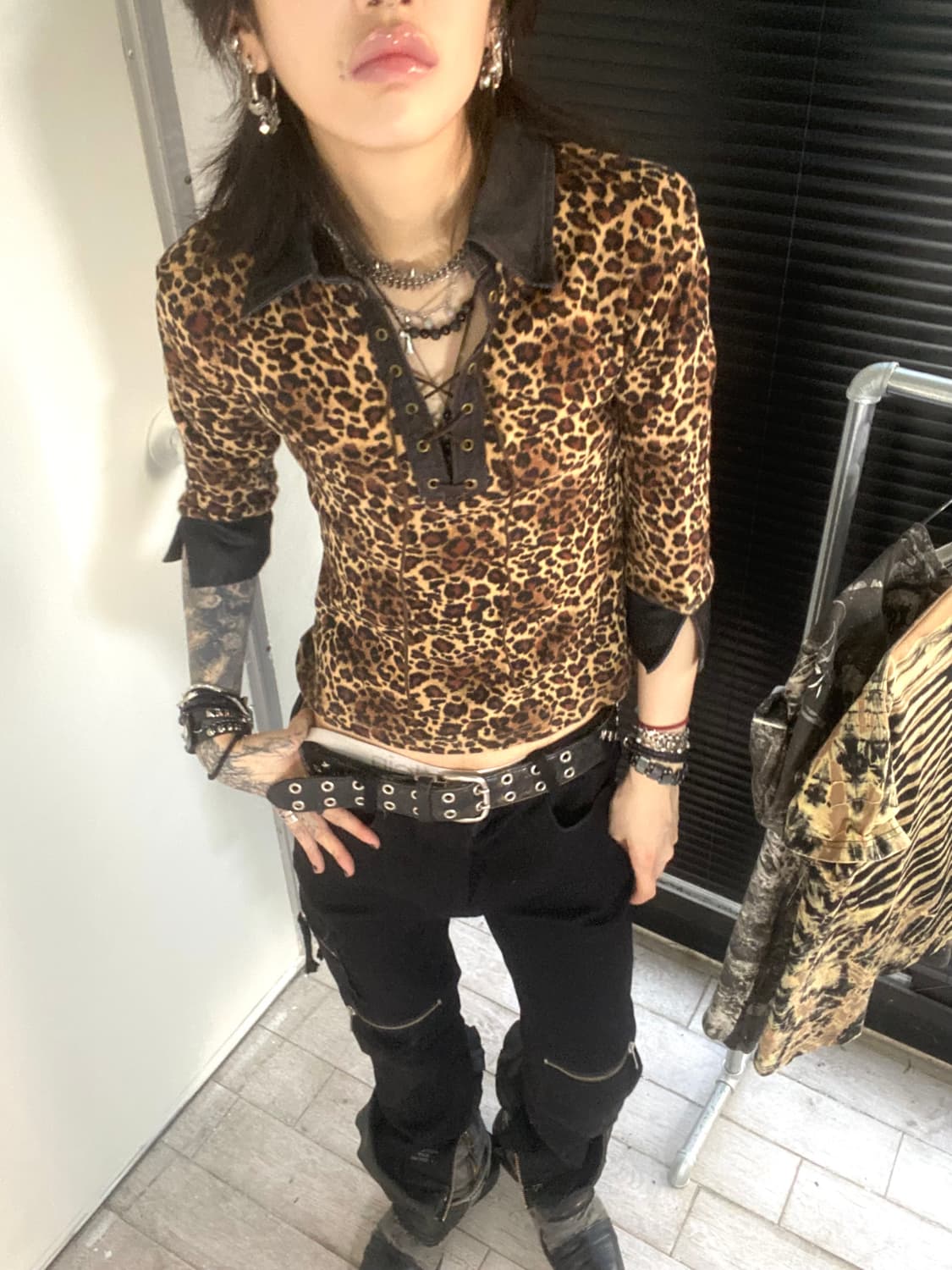 Leopard Denim Point Long Sleeve 상품이미지2