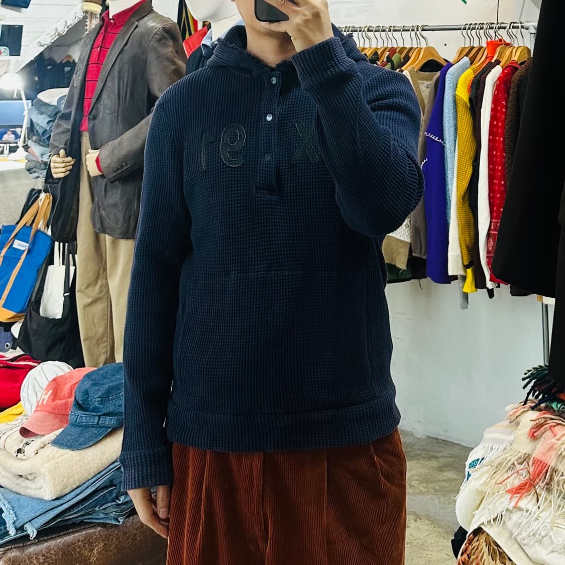 (착용컷) ARMANI EXCHANGE 와플 후드 티셔츠 (100) 상품이미지4