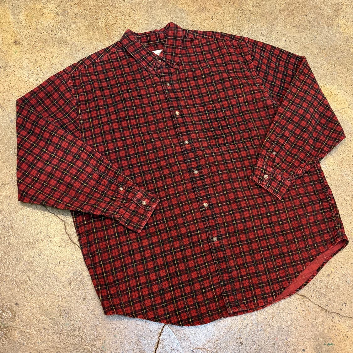 새상품급 미국 빈티지 에디바우어 코듀로이 골덴 체크 셔츠 상품이미지2