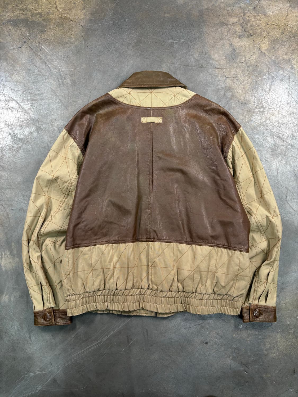 빈티지 레더 믹스 봄버 자켓 상품이미지6