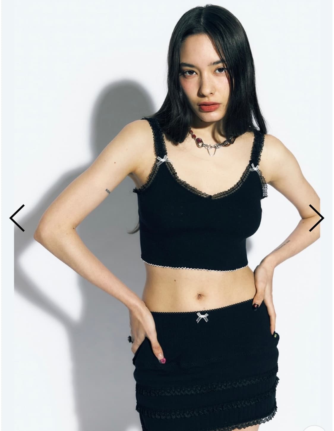 에즈이프캘리 LACE LAYERED MINI SKIRT BLACK 상품이미지1