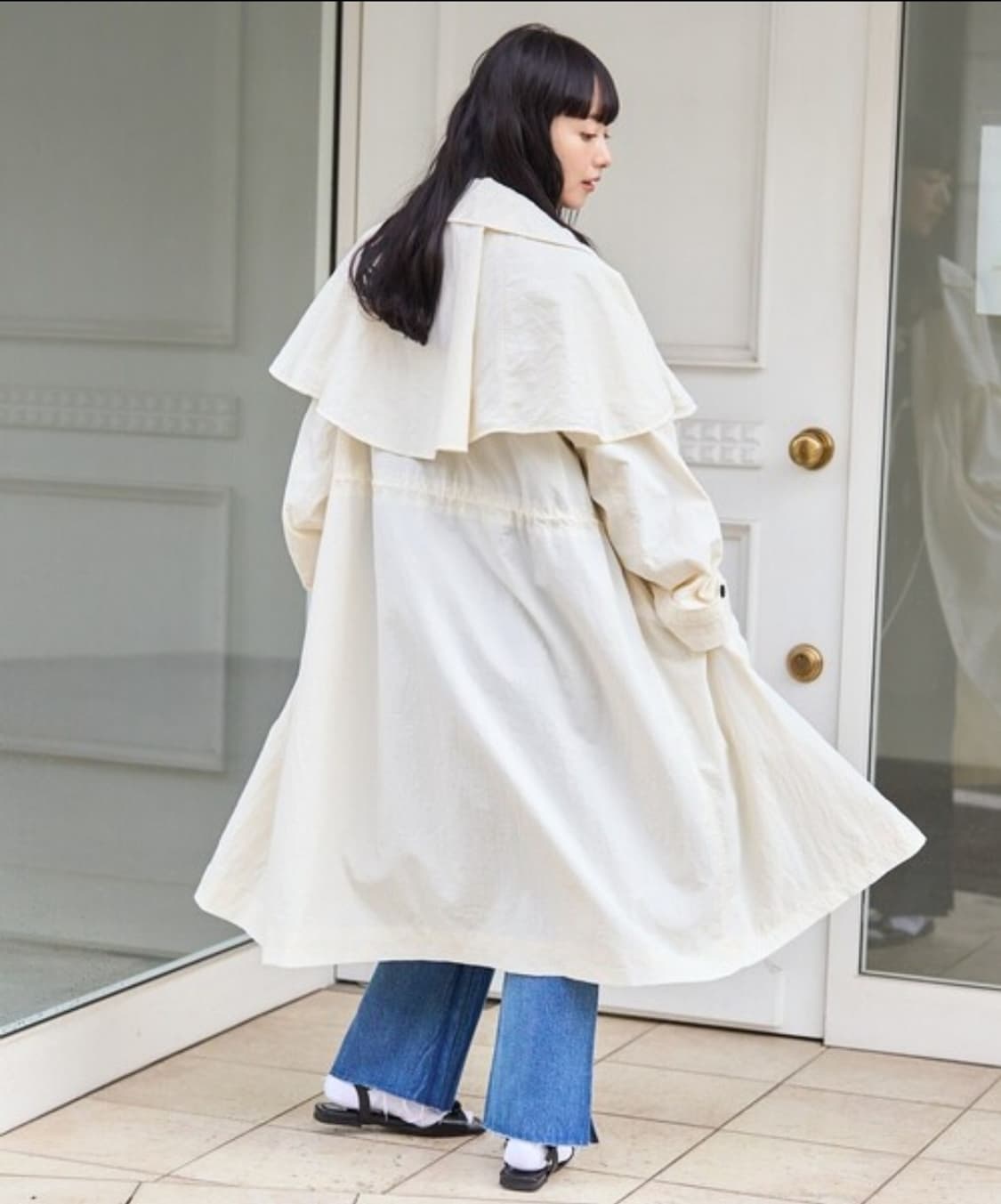 프릭스토어 2way 와셔 나일론 케이프 부착 코트 상품이미지1