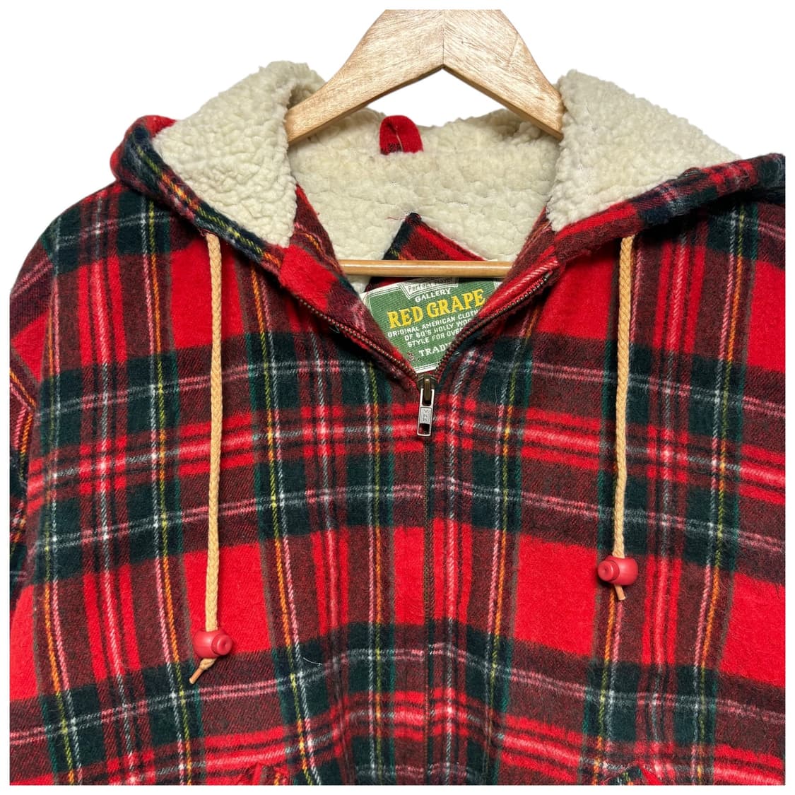 3729 레드 체크 퍼안감 후드 봄버자켓 상품이미지2