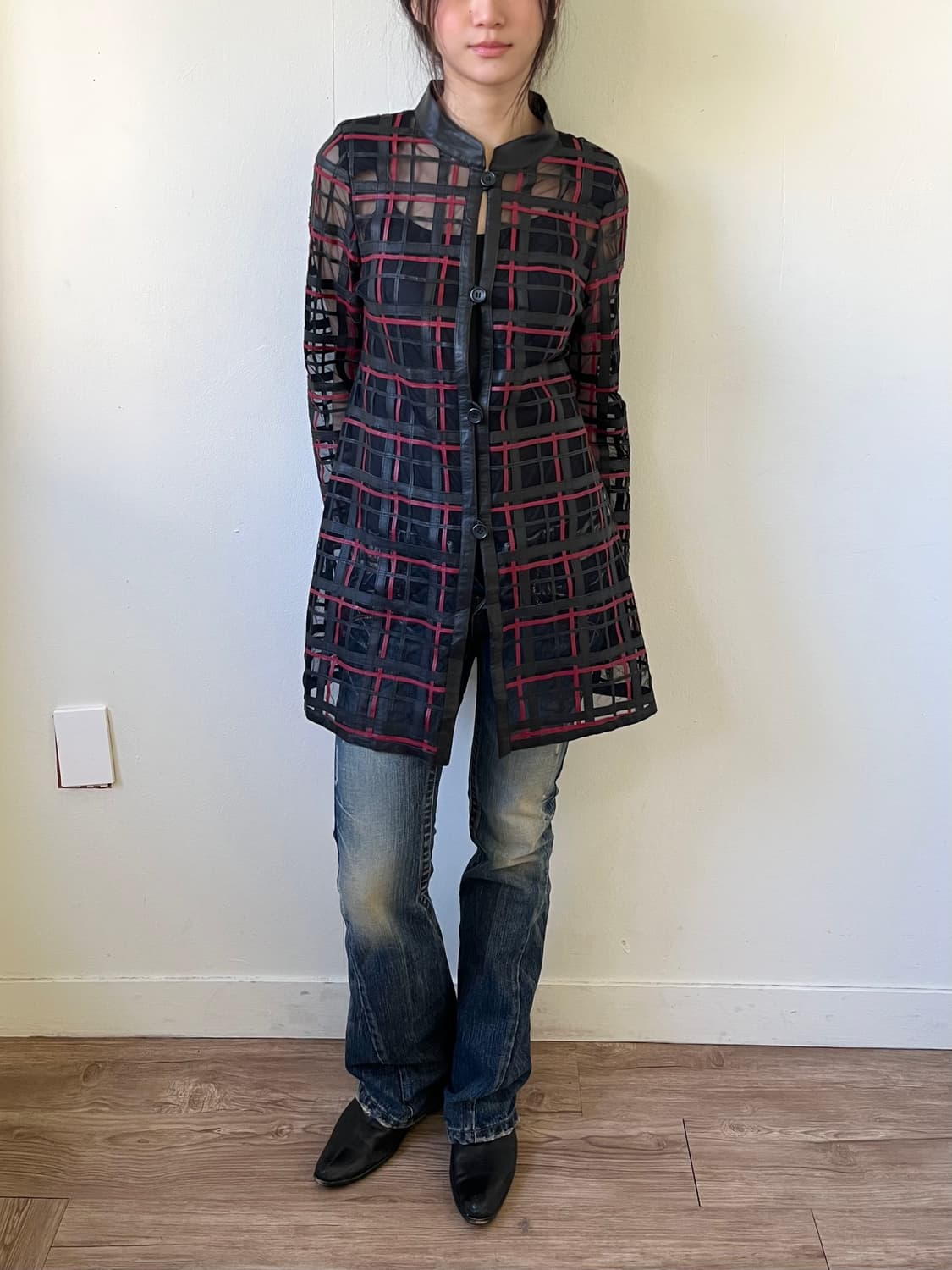 90’s ARBORENTE 시스루 레더 자켓 상품이미지7