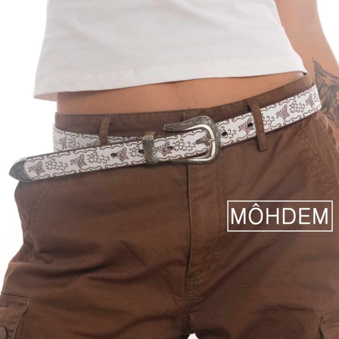 [Unisex]웨스턴 에스닉 벨트 아이보리 상품이미지1
