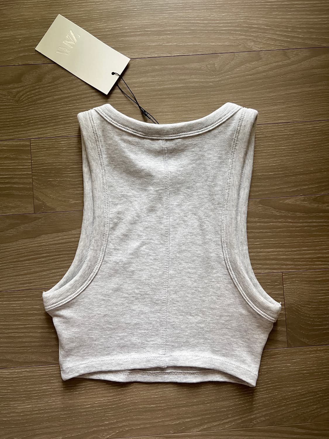 새상품 자라 크롭슬리브리스탑 멜란지 그레이 상품이미지2