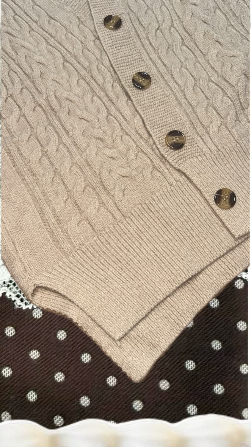 빈티지 모리걸 꽈배기 베이지 니트조끼 상품이미지3