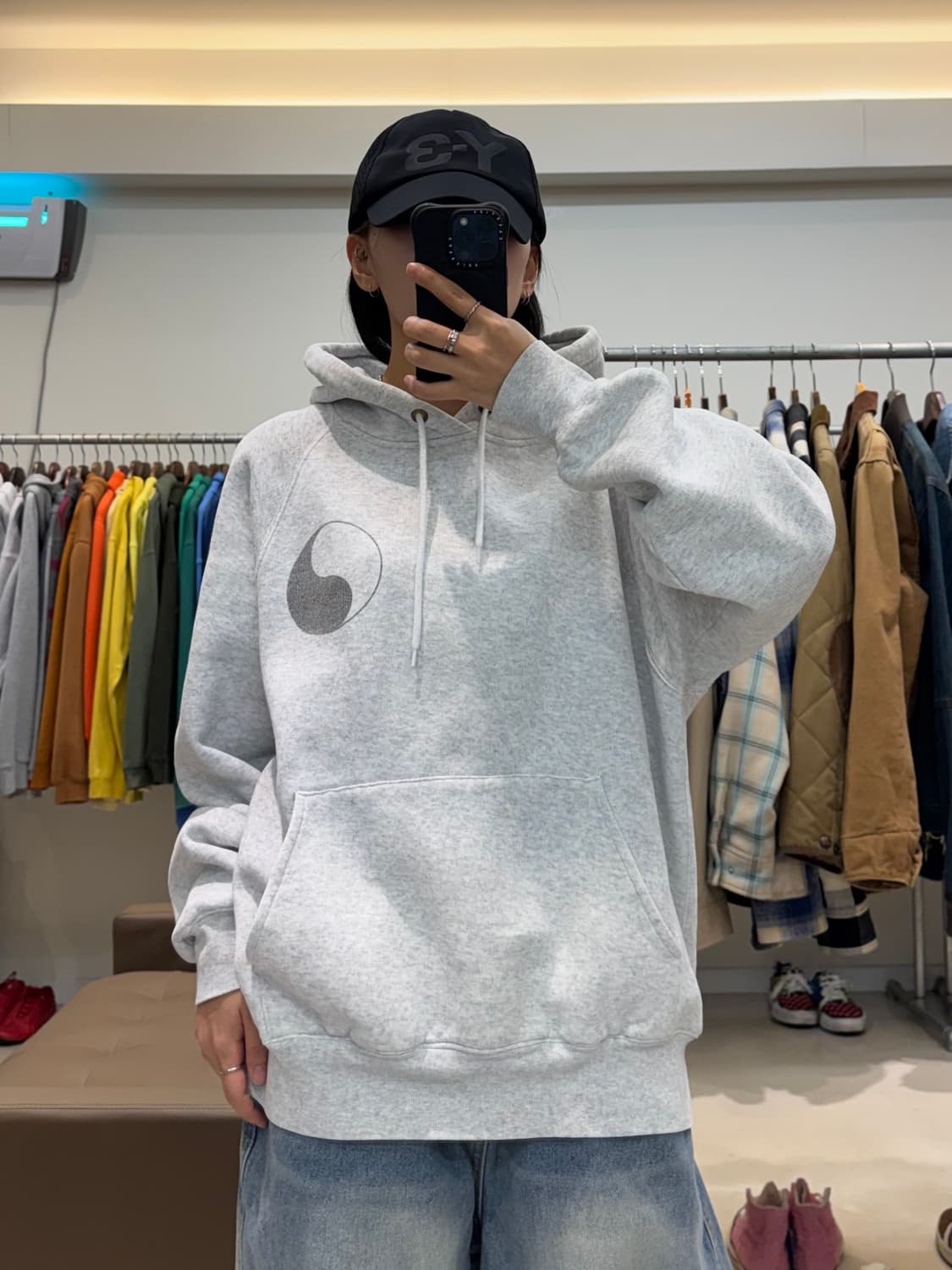 아워레가시 워크샵 후드 음양 프린트 오버다이드 카본 상품이미지5