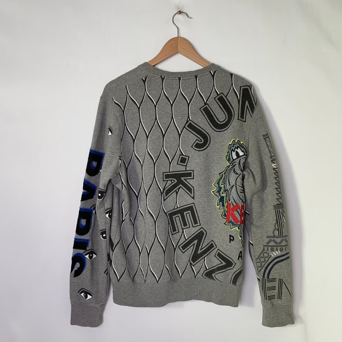 KENZO 겐조 유니크 타이거 앤 아이 패치 기모 맨투맨 그레이 상품이미지5