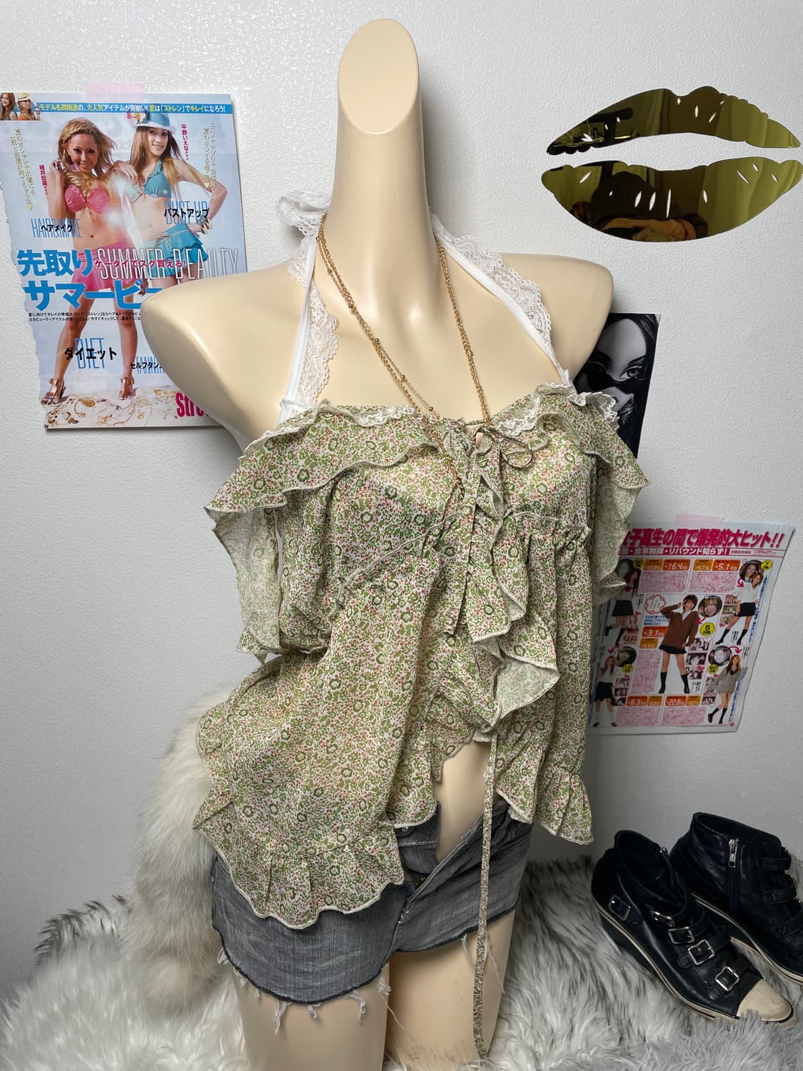 페어리 갸루 프릴 오프숄더 블라우스 상품이미지1