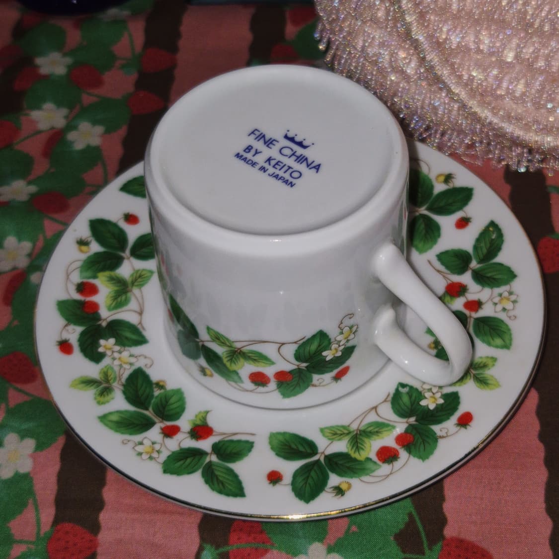80s 케이토 딸기 넝쿨 도자기 찻잔 1세트 상품이미지9