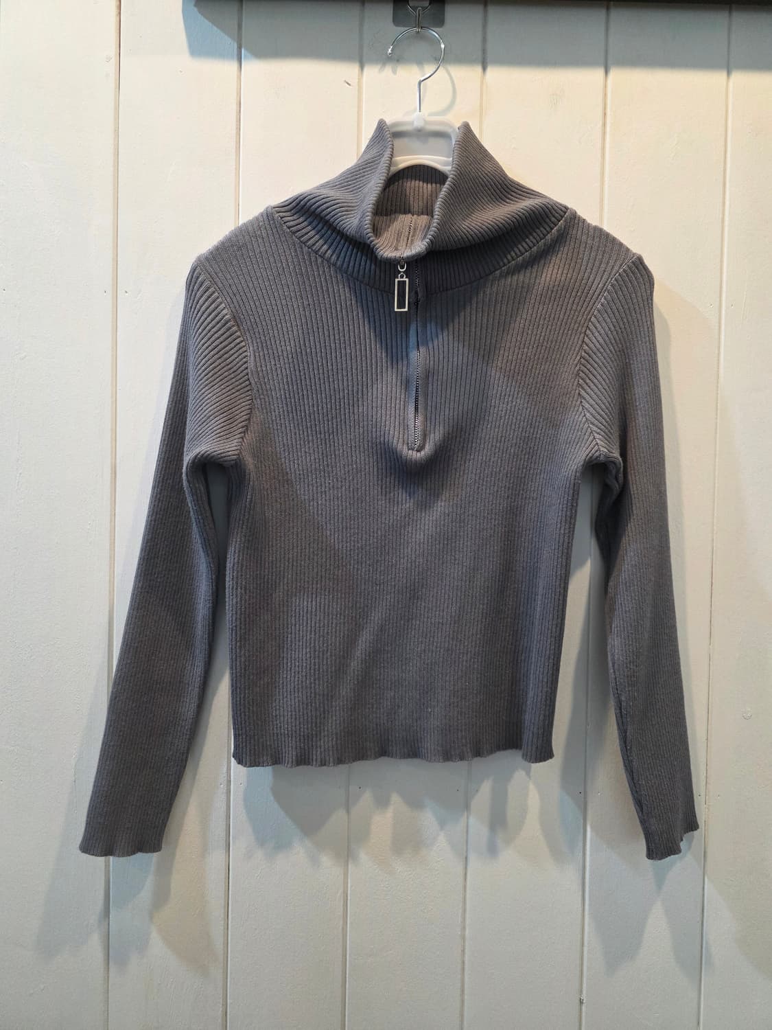 (여성) 골덴 스판 넥카라 숏 크롭 집업 상품이미지2