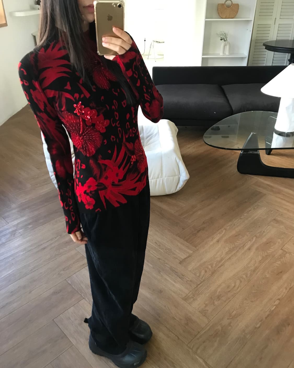 vintage black suede long skirt 상품이미지3