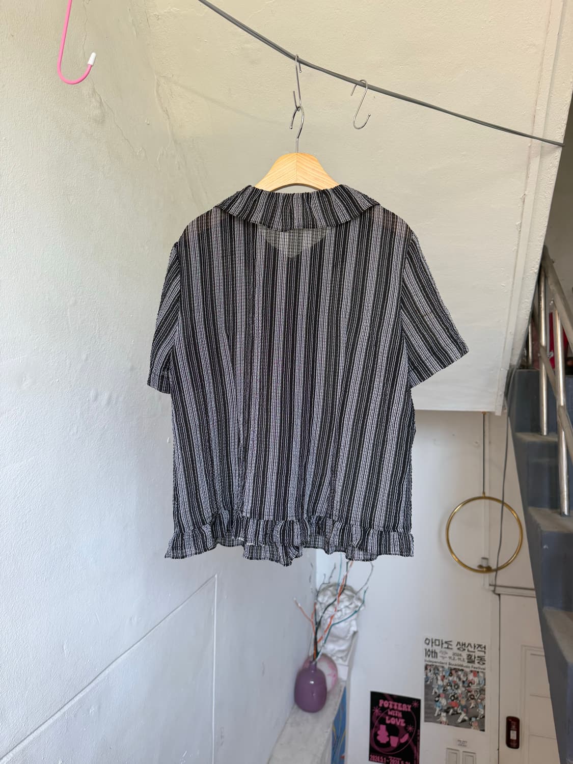 시어서커 쁘띠 스트라이프 블라우스 상품이미지5