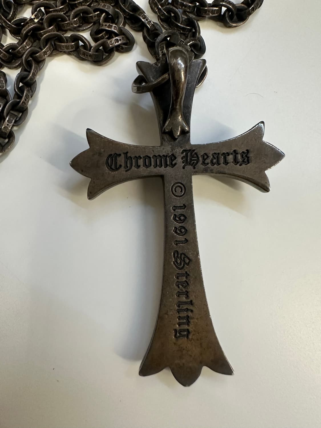 크롬하츠 실버 펜던트 페이퍼체인 30인치 일체형 상품이미지3