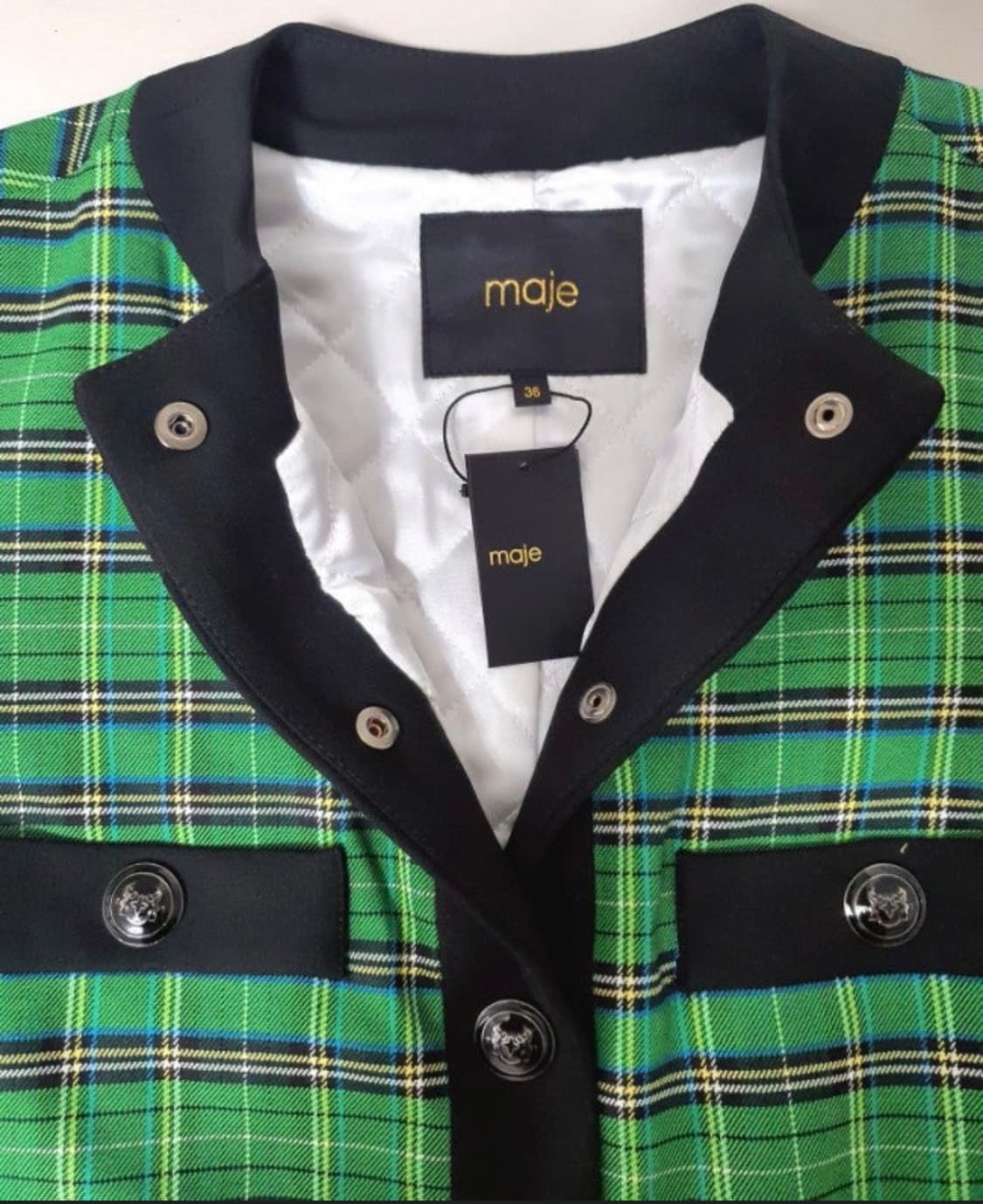 마쥬 maje 초록 체크 가디건 상품이미지8