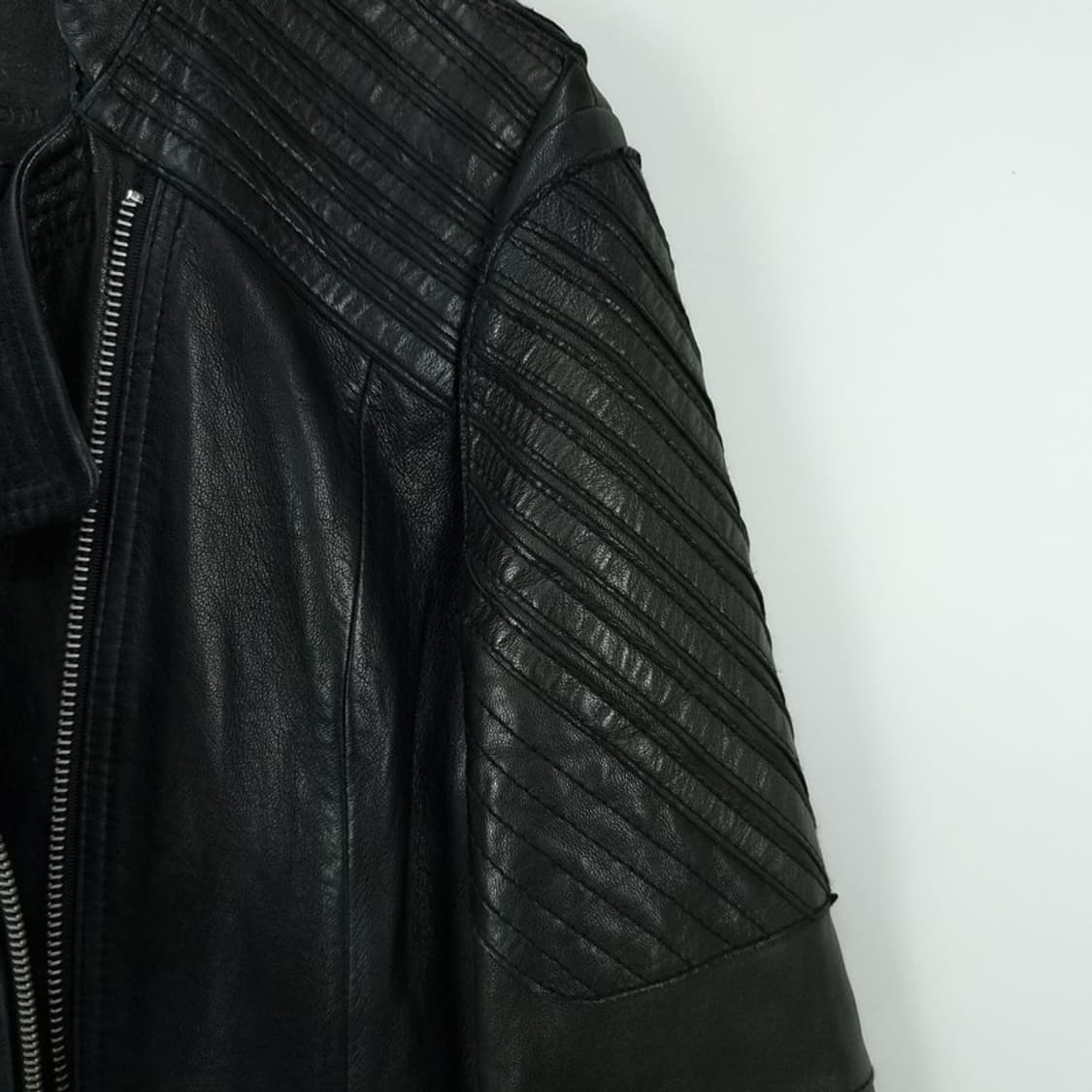 [빈티지] 리얼 램스킨 양가죽 사선 라이더 자켓 블랙 M19801 상품이미지8