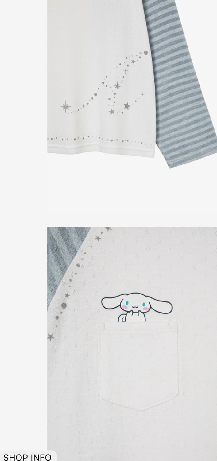 aeae x 시나모롤 콜라보 스트라이프 슬리브티셔츠 스카이블루 팝니다 상품이미지3