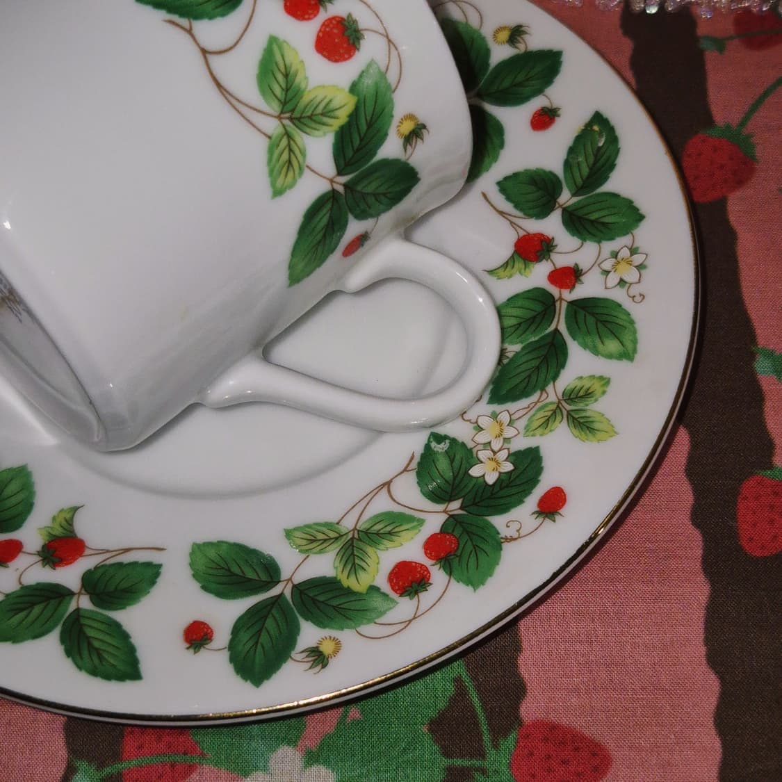 80s 케이토 딸기 넝쿨 도자기 찻잔 1세트 상품이미지8