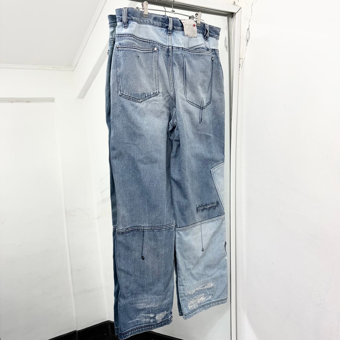 후부 패치워크 와이드 데님 팬츠 상품이미지5