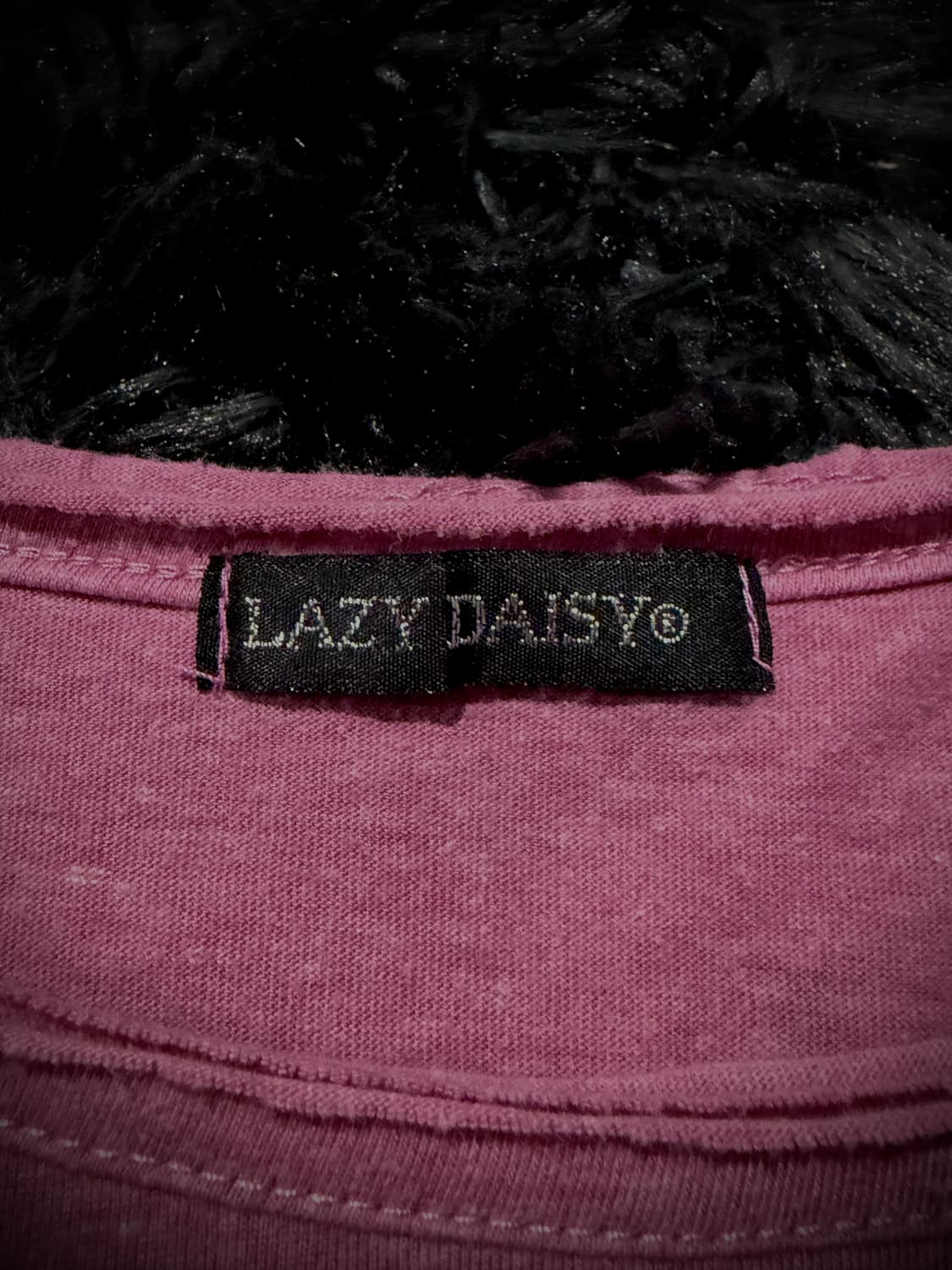 LAZY DAISY 레터링 스컬 프린팅 백 거미줄 슬래싱 핑크 반팔티 상품이미지9
