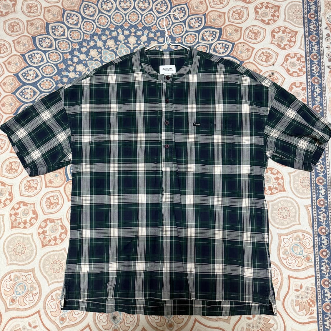 커버낫 체크헨리넥 반팔셔츠 상품이미지1