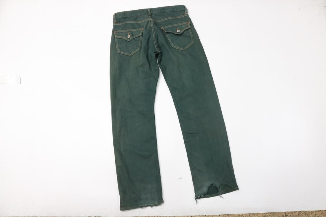 빈티지 재팬 메이드 그린 워싱 플랩 포켓 데님 팬츠 (L) 상품이미지5