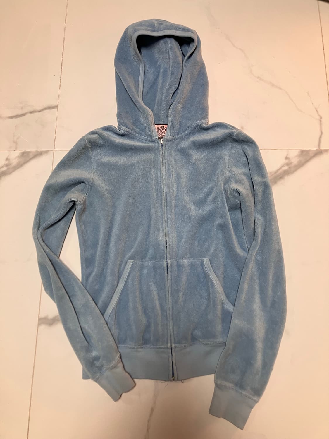 Y2K 쥬시꾸뛰르 하늘색 테리 집업 후디 Juicy Couture 상품이미지4