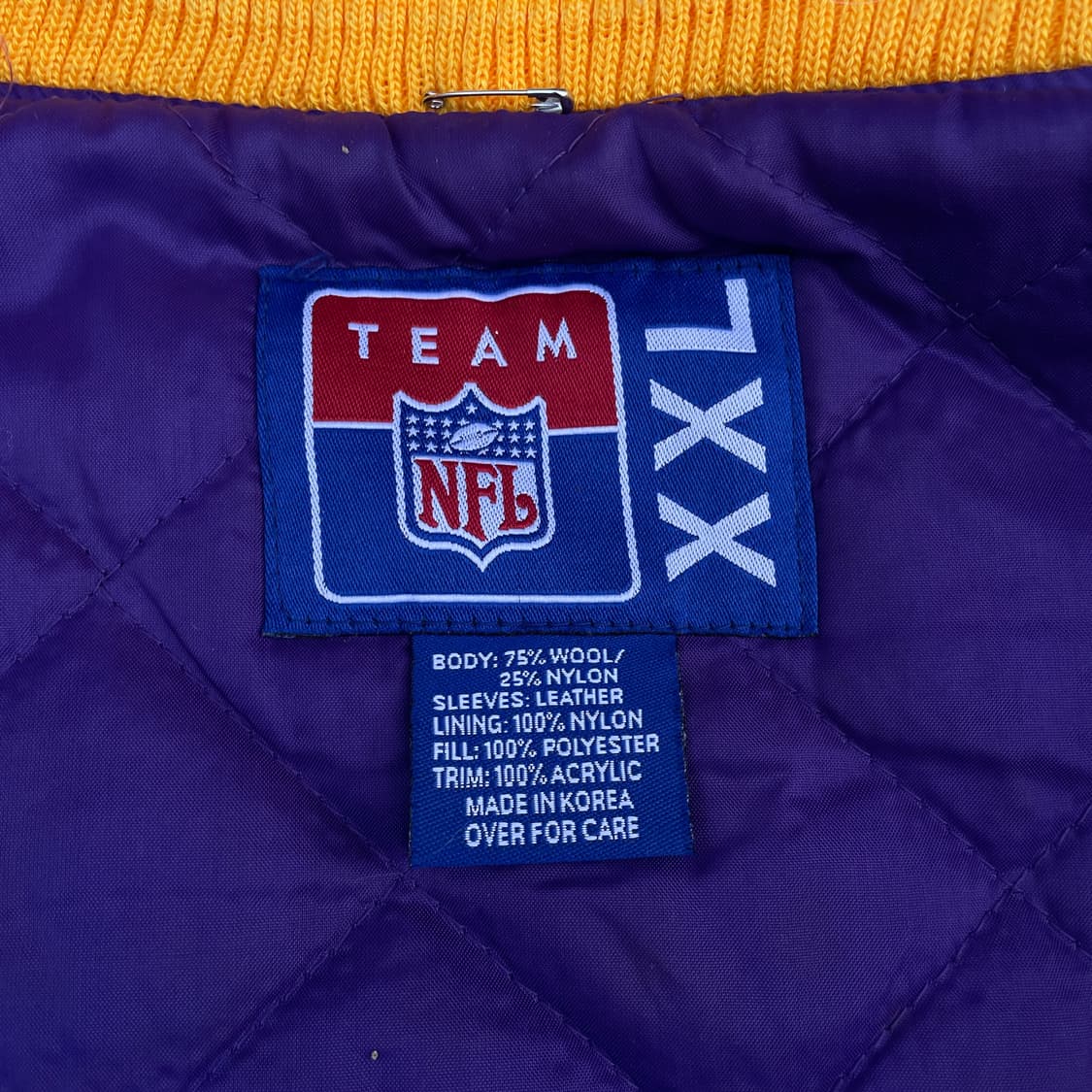 90s NFL 미네소타 바이킹스 레더 바시티 자켓 올드스쿨 점퍼 XXL 상품이미지7