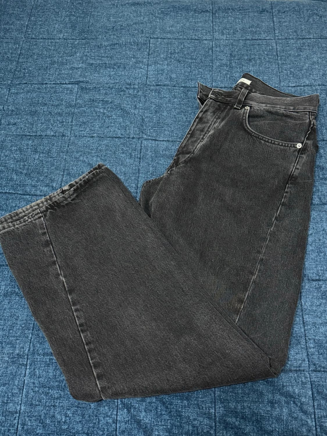 [29] 선플라워 와이드 트위스트 데님 블랙 상품이미지3