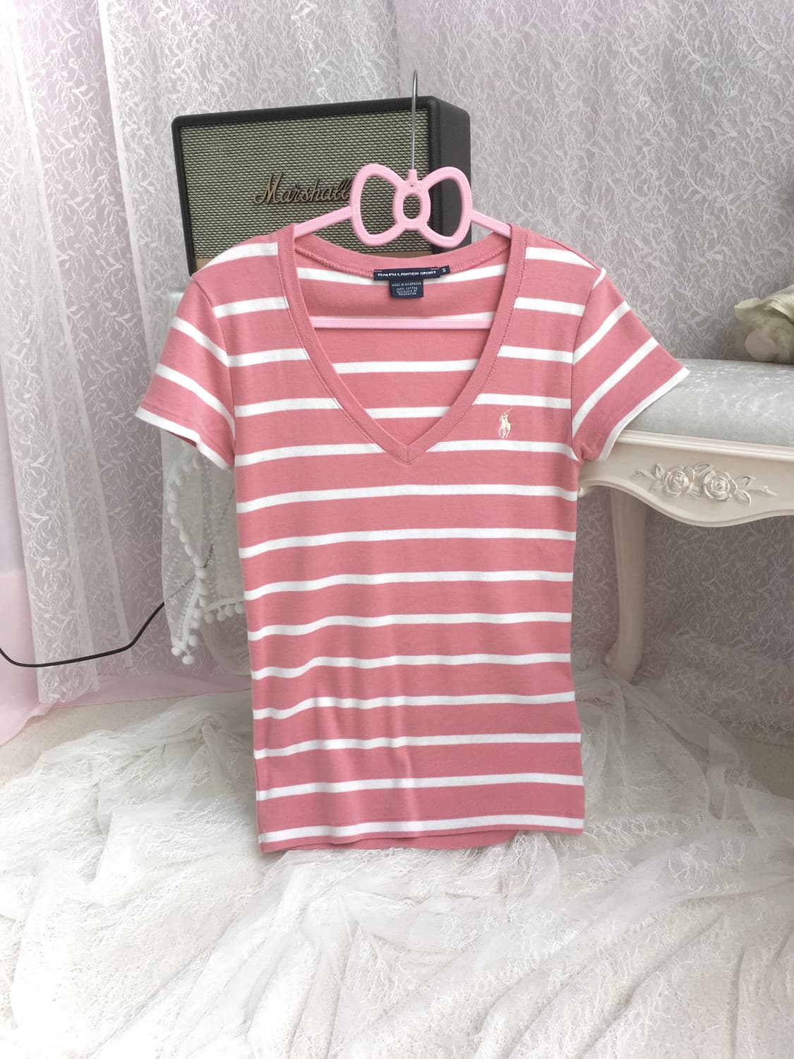 Polo baby pink stripe tee 상품이미지3