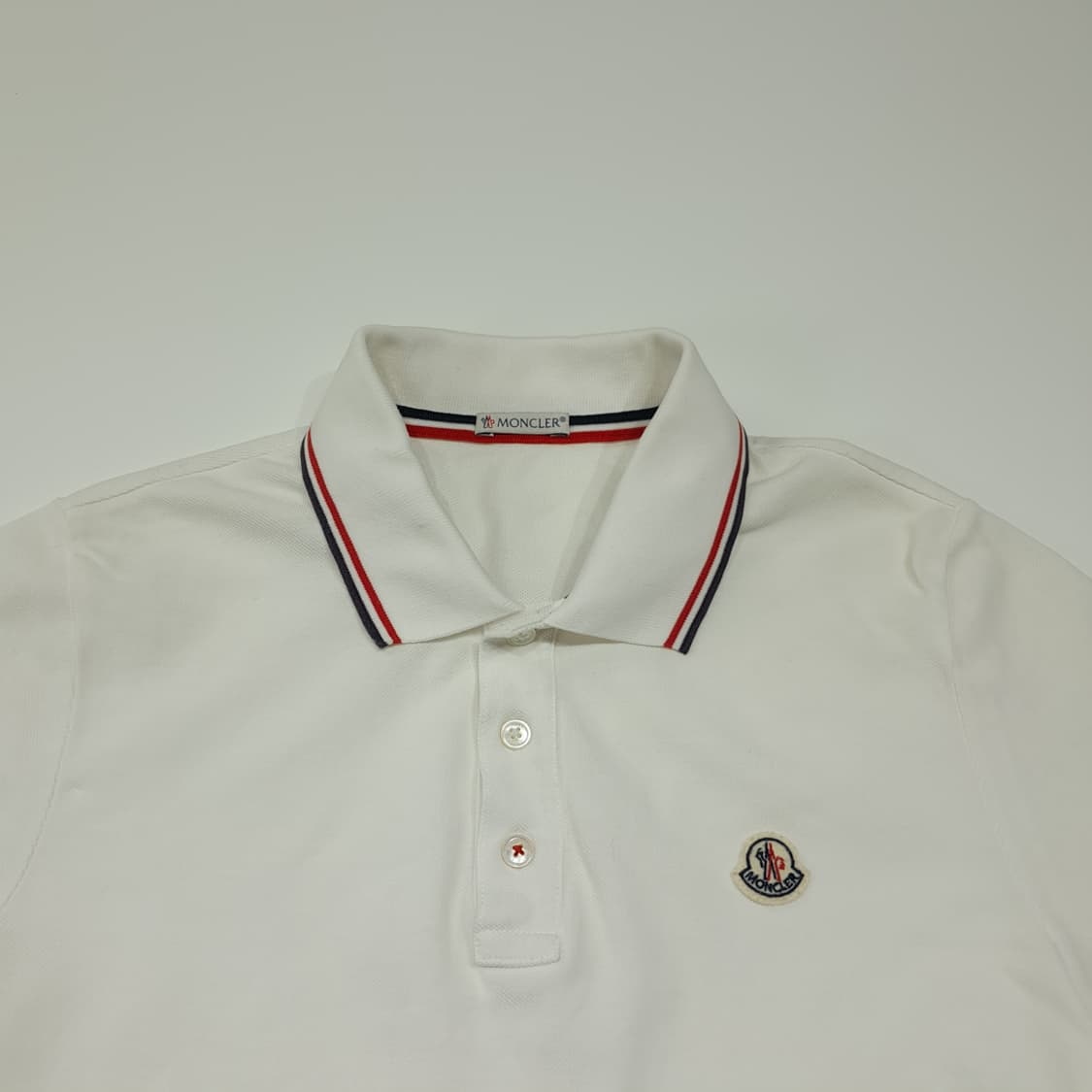 CK052 M 몽클레어 트리콜로르 화이트 반팔 폴로 티셔츠 상품이미지2