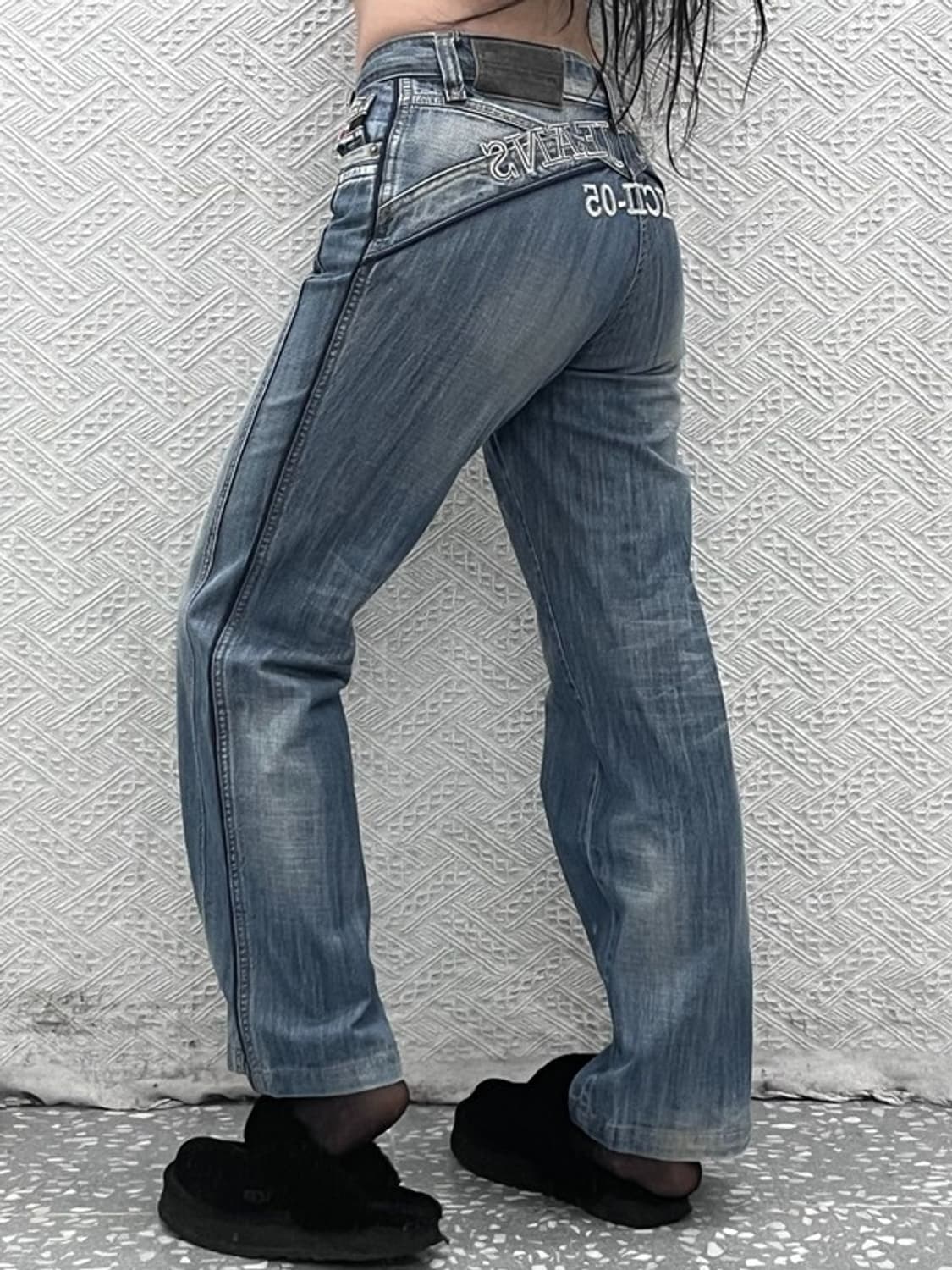 푸부 올드스쿨 Y2K 힙로고 데님 팬츠 27인치 C08676 상품이미지1