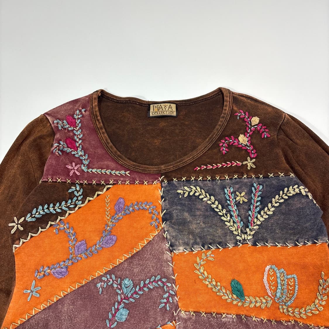 보헤미안 빈티지 패치워크 자수 롱슬리브 티셔츠 상품이미지4