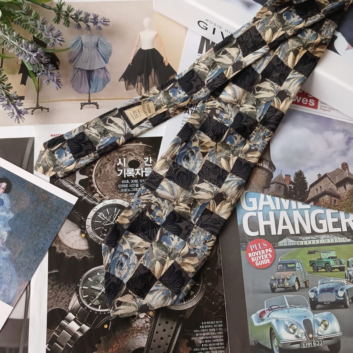 지방시 실크 플로럴 패치워크 한정판 넥타이 9cm A+등급 A19506
 상품이미지4