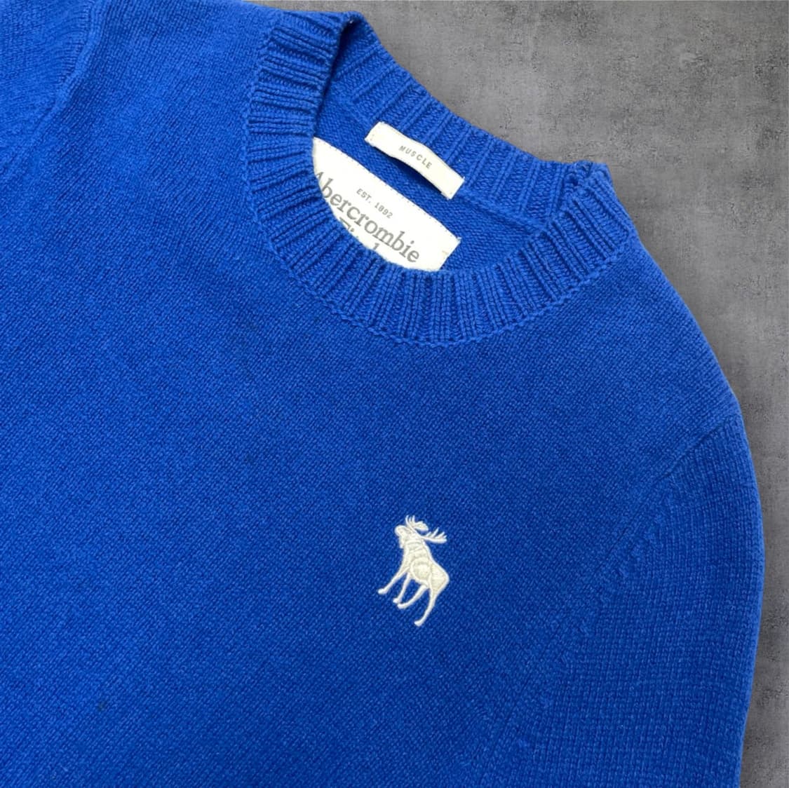 아베크롬비 Abercrombie 블루 머슬핏 니트 M 상품이미지4