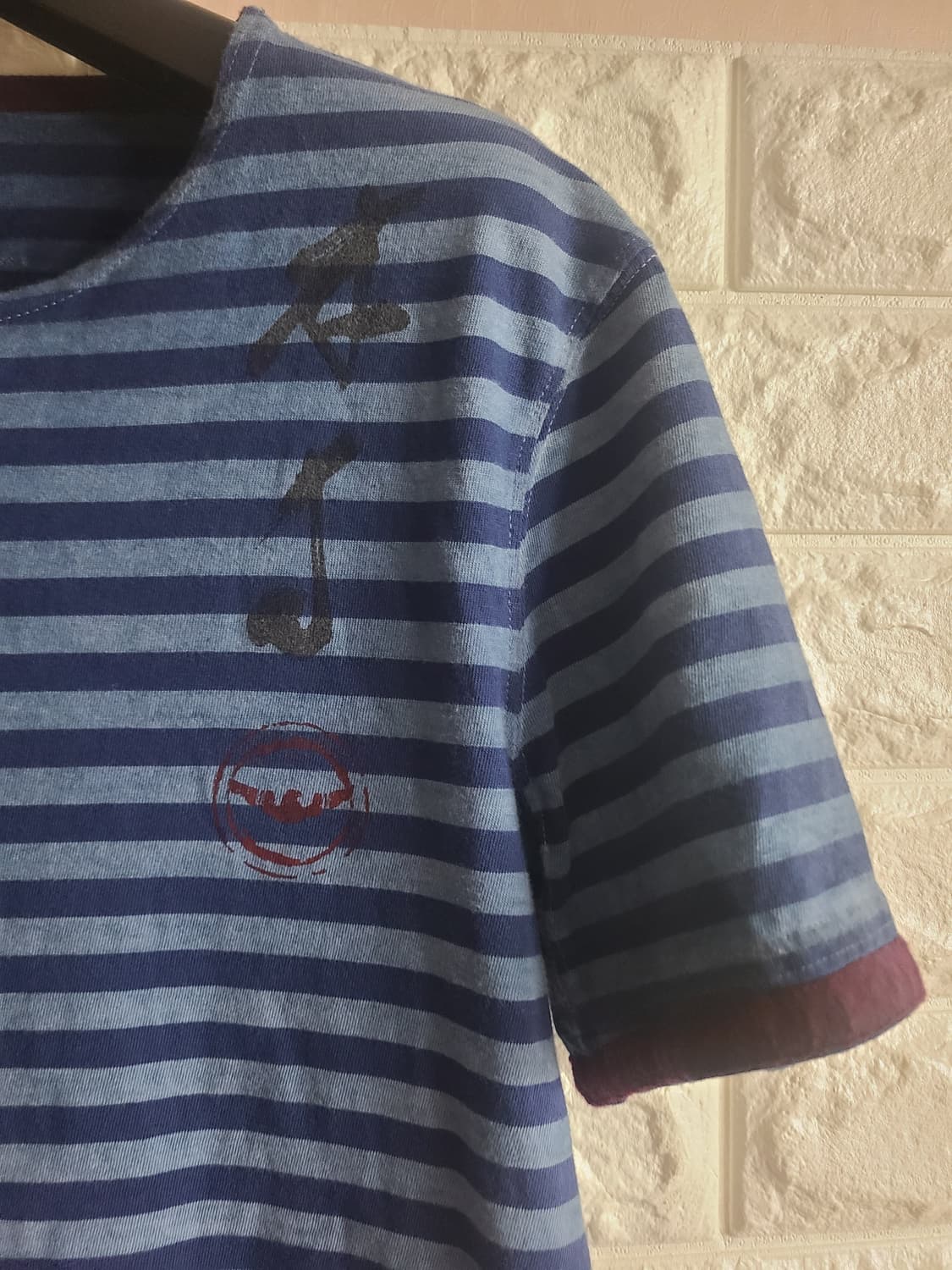 AJ 남성 블루 스트라이프 반팔 티셔츠(100) 상품이미지2