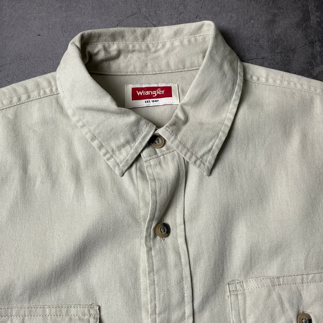 WRANGLER 랭글러 빈티지 아이보리 코튼 워크 반팔 셔츠 A00778 상품이미지2