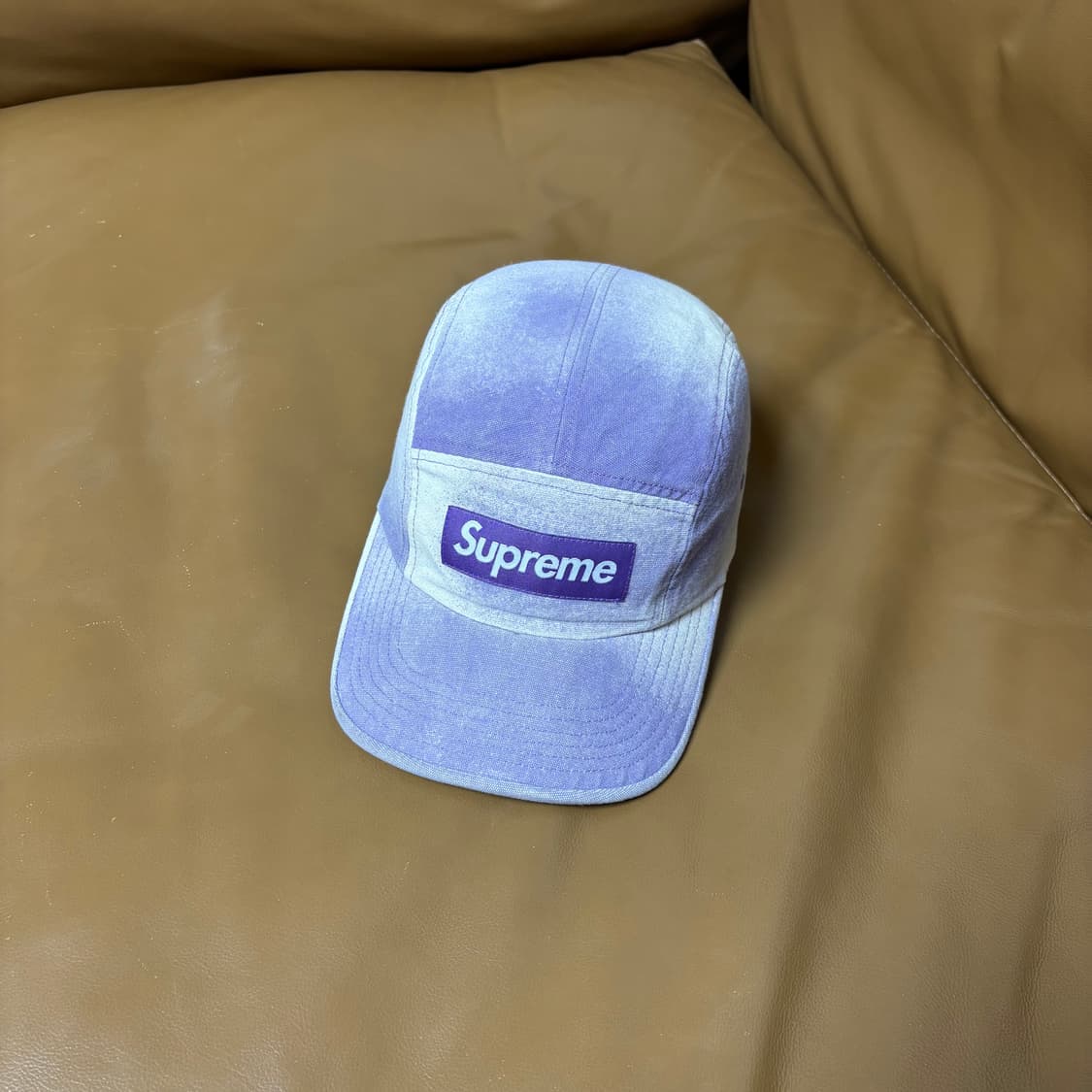 슈프림 캠프캡 모자 박스로고 워시드 스프레이 퍼플 상품이미지1