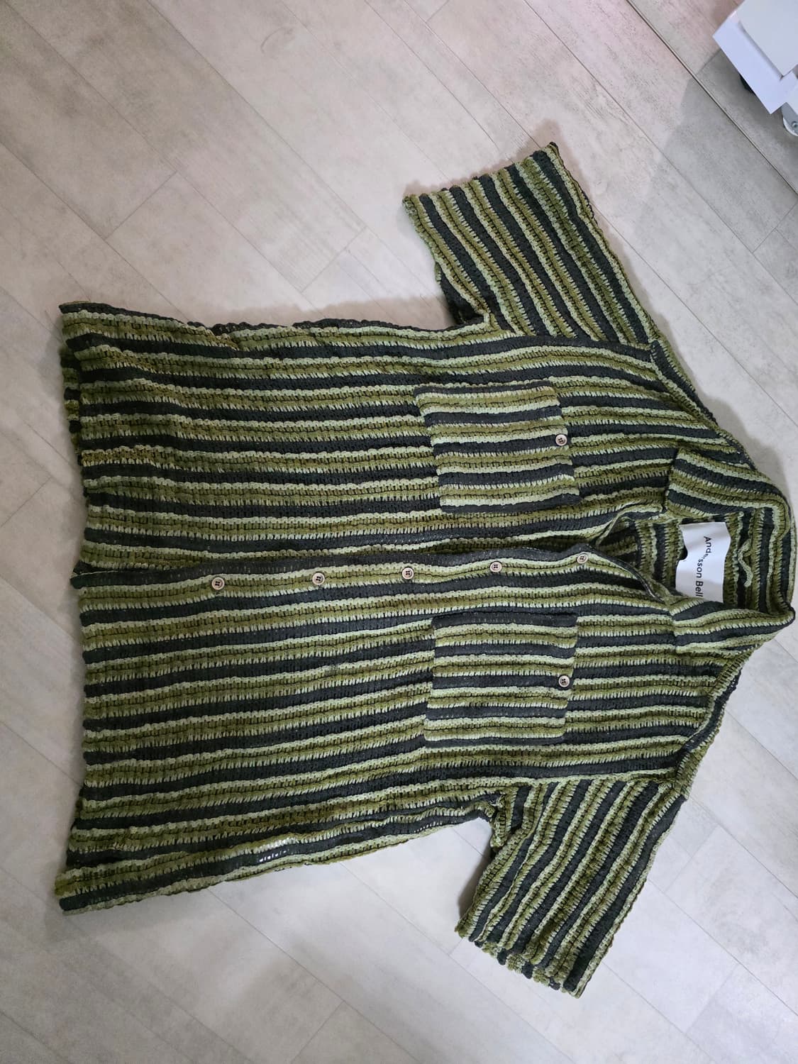 앤더슨벨 쉬어 니트 오픈카라 셔츠 L 상품이미지2