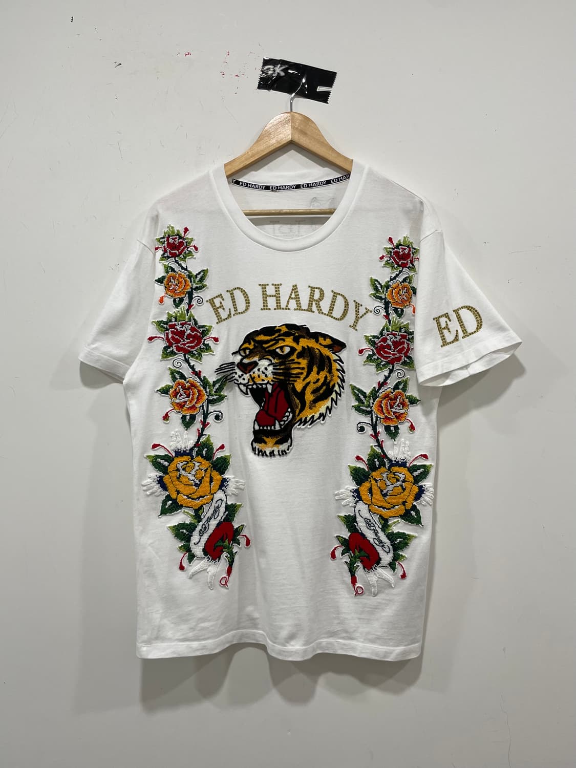 Ed Hardy 에드하디 자수패치 타이거 장미 아트워크 반팔 티셔츠 상품이미지3