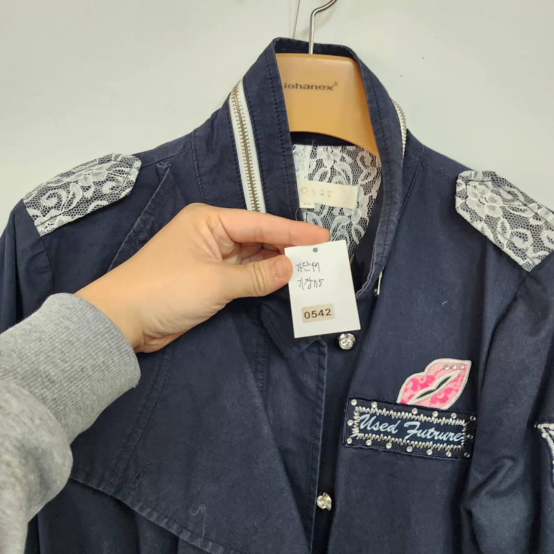 에고이스트 블랙 레이스 패치 장식 점퍼 상품이미지10